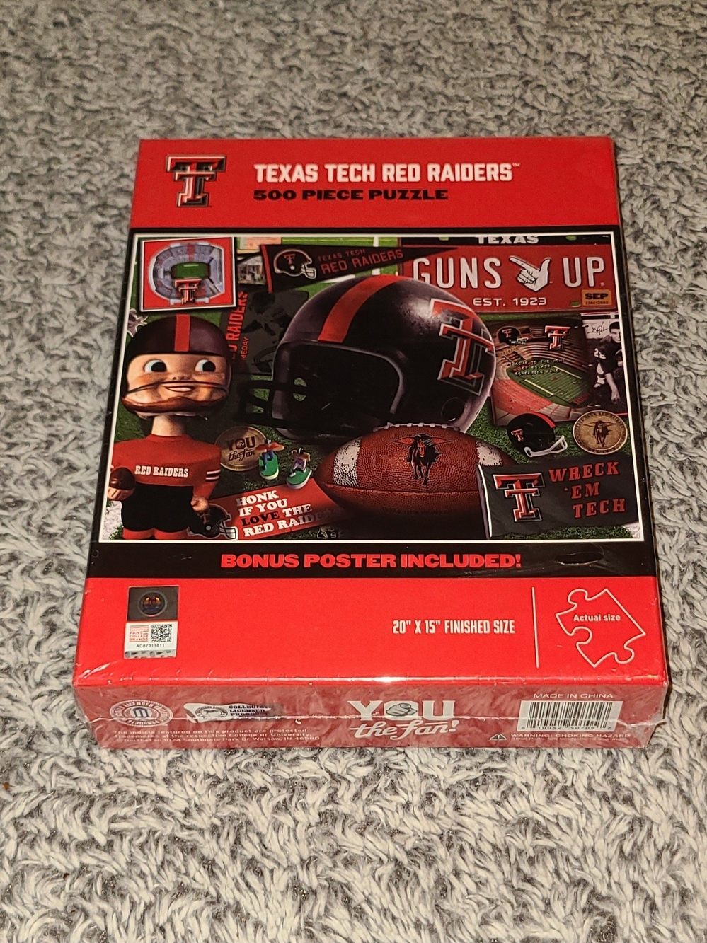 You the Fan! Texas Tech Red Raiders 500pc Puzzle 20x15 With Bonus Poster